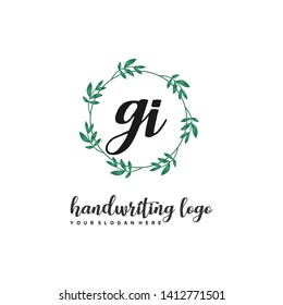 initials letter GI handwriting logo vector template