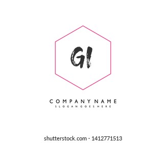 initials letter GI handwriting logo vector template
