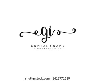 initials letter GI handwriting logo vector template