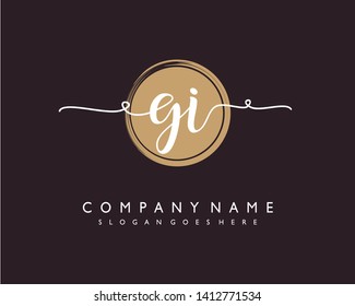initials letter GI handwriting logo vector template