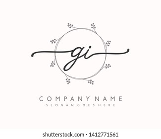 initials letter GI handwriting logo vector template