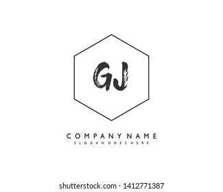 initials letter GJ handwriting logo vector template