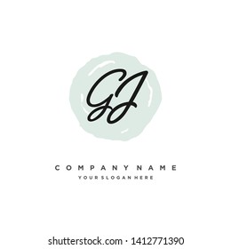 initials letter GJ handwriting logo vector template