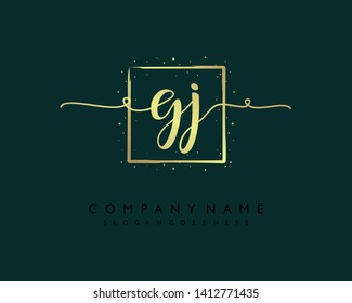 initials letter GJ handwriting logo vector template