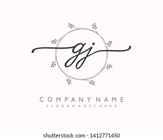 initials letter GJ handwriting logo vector template
