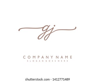 initials letter GJ handwriting logo vector template