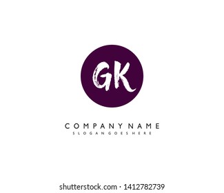 initials letter GK handwriting logo vector template