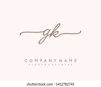 initials letter GK handwriting logo vector template