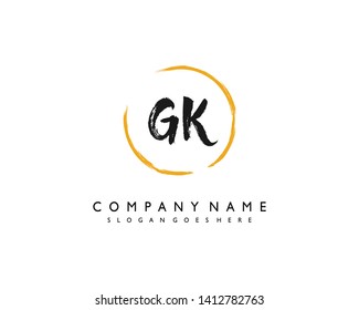 initials letter GK handwriting logo vector template
