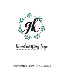 initials letter GK handwriting logo vector template