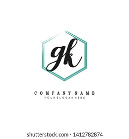 initials letter GK handwriting logo vector template