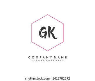 initials letter GK handwriting logo vector template
