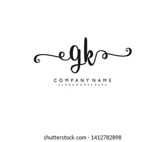 initials letter GK handwriting logo vector template