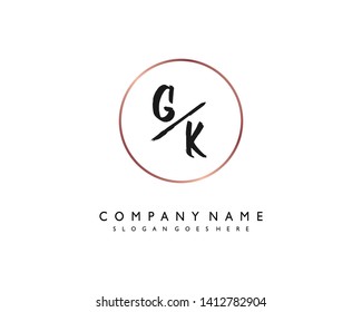 initials letter GK handwriting logo vector template