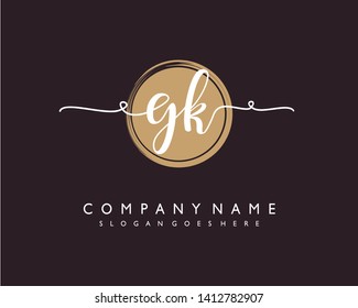 initials letter GK handwriting logo vector template