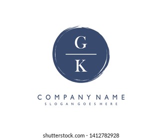 initials letter GK handwriting logo vector template