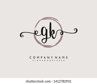 initials letter GK handwriting logo vector template