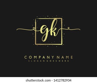 initials letter GK handwriting logo vector template