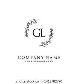 initials letter GL handwriting logo vector template