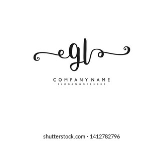 initials letter GL handwriting logo vector template