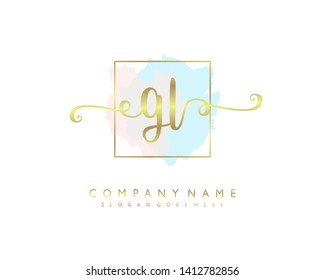 initials letter GL handwriting logo vector template
