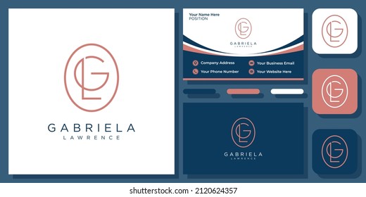 Initials Letter GL LG G L Simple Monogram Elegant Business Vector Logo Design with Business Card