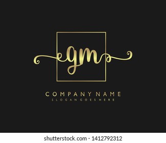 initials letter GM handwriting logo vector template