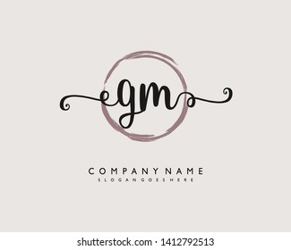 initials letter GM handwriting logo vector template
