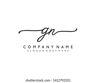 initials letter GN handwriting logo vector template