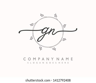 initials letter GN handwriting logo vector template