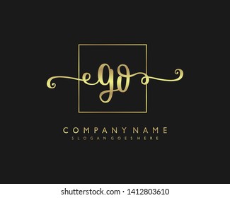 initials letter GO handwriting logo vector template