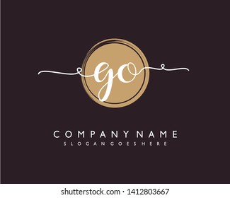 initials letter GO handwriting logo vector template