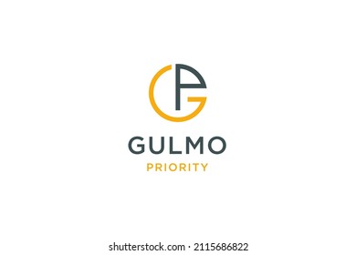 Initials letter GP circular logo design for business and consulting, vector illustration.