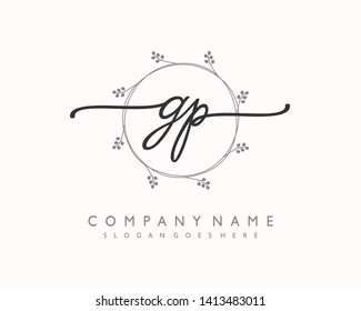 initials letter GP handwriting logo vector template