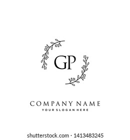 initials letter GP handwriting logo vector template