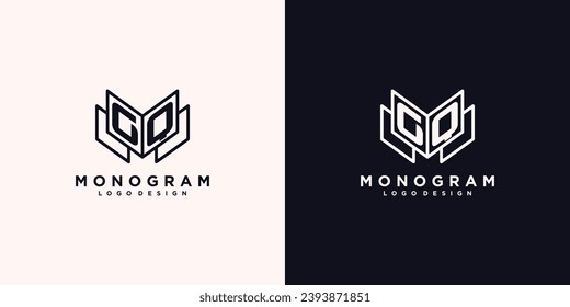 Initials letter GQ book study monogram icon line art design vector illustration