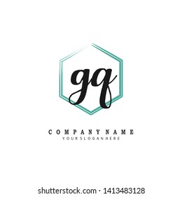initials letter GQ handwriting logo vector template