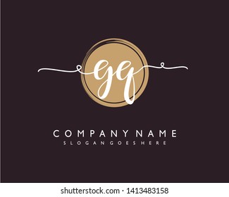 initials letter GQ handwriting logo vector template