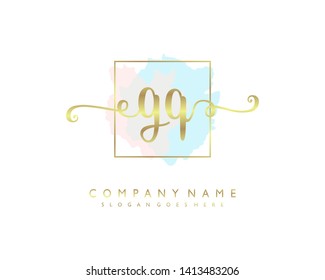 initials letter GQ handwriting logo vector template