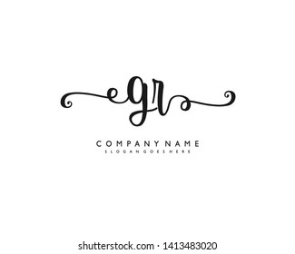 initials letter GR handwriting logo vector template