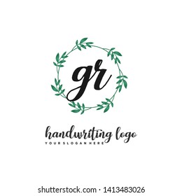 initials letter GR handwriting logo vector template