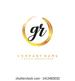 initials letter GR handwriting logo vector template