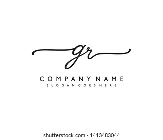 initials letter GR handwriting logo vector template