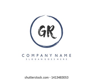 initials letter GR handwriting logo vector template