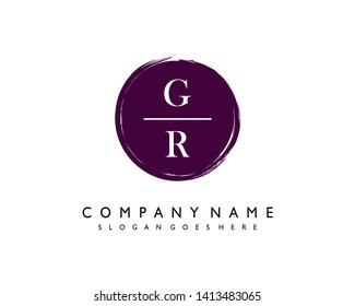 initials letter GR handwriting logo vector template