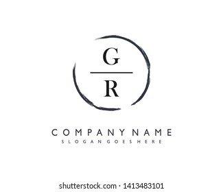 initials letter GR handwriting logo vector template