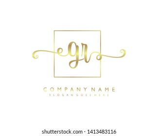 initials letter GR handwriting logo vector template