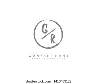 initials letter GR handwriting logo vector template