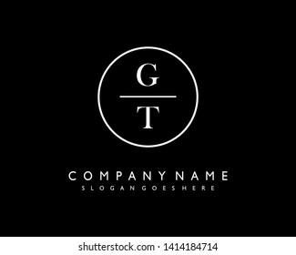 initials letter GT handwriting logo vector template