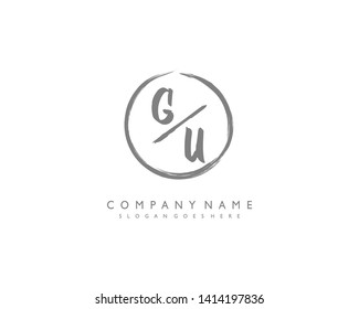 initials letter GU handwriting logo vector template